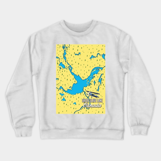 Great Slave Lake map Crewneck Sweatshirt by nickemporium1